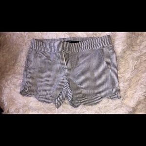 Black and white pinstriped shorts